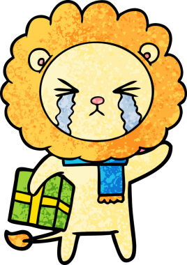 Bir insan tarafından çizilmiş ağlayan bir aslan.