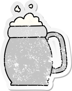 Bir insan tarafından çizilmiş garip bir el çizimi bira etiketi.