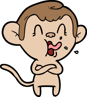 Bir insan tarafından çizilmiş çılgın çizgi film maymunu