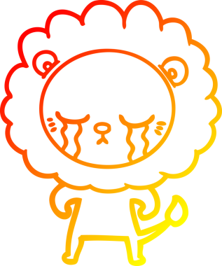 Bir insan tarafından çizilmiş, ağlayan bir aslanın sıcak çizgi çizgisi.