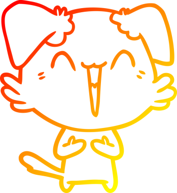 Bir insan tarafından çizilmiş mutlu çizgi film köpeğinin sıcak çizgi çizimi.