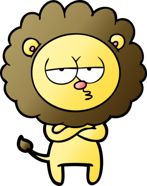 Bir insan tarafından çizilmiş yorgun bir aslan.