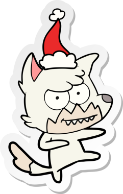 Bir insan tarafından çizilmiş Noel Baba şapkası giymiş sırıtan bir tilkinin el yazısı.