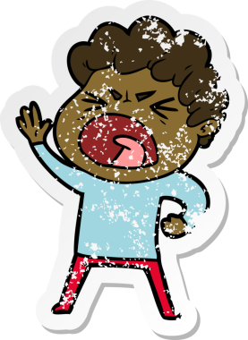 Bir insan tarafından çizilmiş öfkeli bir adamın sıkıntılı çıkartması.