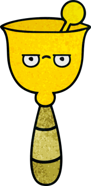 Bir insan tarafından çizilmiş okul çanının retro grunge desenli karikatürü.