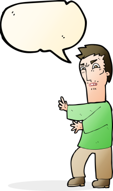 Bir insan tarafından çizilmiş konuşma balonlu kızgın adam çizgi filmi.