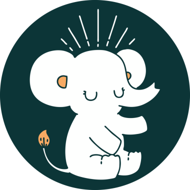 Bir insan tarafından çizilmiş dövme stili şirin bir fil.