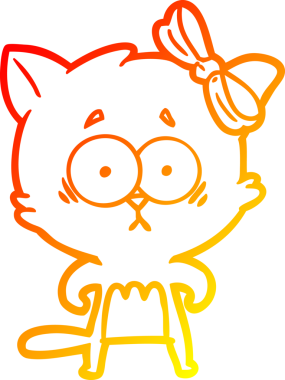 Bir insan tarafından çizilmiş çizgi film kedisinin sıcak çizgi çizimi