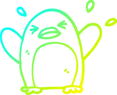 Bir insan tarafından çizilen kanat çırpan penguenin soğuk çizgi çizimi