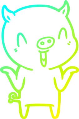 Bir insan tarafından çizilmiş mutlu çizgi film domuzu çizimi.