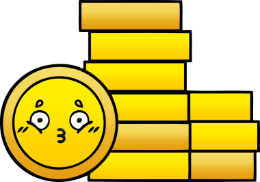 Bir insan tarafından çizilmiş bozuk paranın gölgelenmiş karikatürü