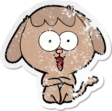 Bir insan tarafından çizilmiş şirin bir köpeğin sıkıntılı çıkartması.