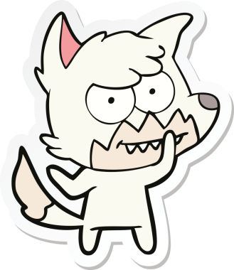 Bir insan tarafından çizilmiş sırıtan tilki çizgi filminin çıkartması