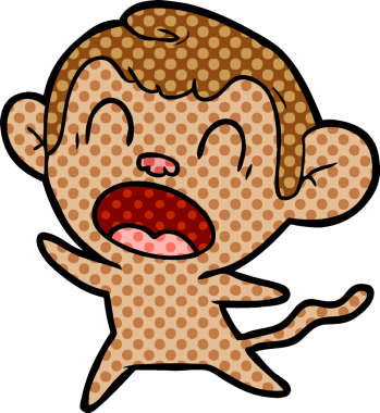 Bir insan tarafından çizilmiş bağıran çizgi maymun.