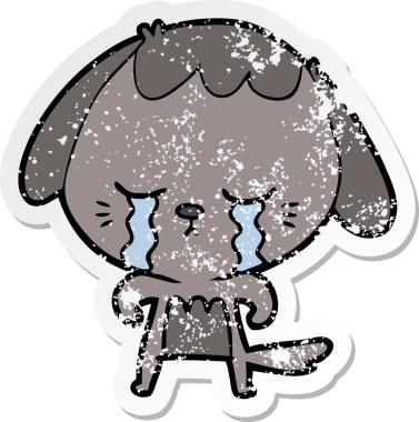 Bir insan tarafından çizilmiş ağlayan bir köpeğin sıkıntılı çıkartması.