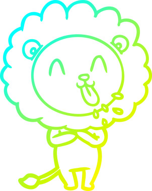 Bir insan tarafından çizilmiş mutlu çizgi film aslanı çizimi.