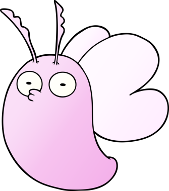 Bir insan tarafından çizilmiş komik bir kelebek.