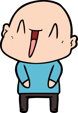 Bir insan tarafından çizilmiş mutlu, kel adam.