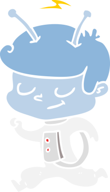 Bir insan tarafından çizilen düz renk çizgi film uzay adamı