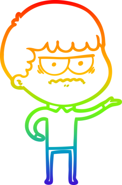 Gökkuşağı gradyan çizgi çizimi Bir insan tarafından çizilmiş rahatsız bir adam