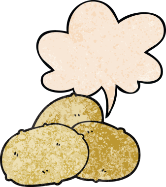 Patatesli çizgi film, insan tarafından çizilmiş eski moda konuşma baloncuğu.