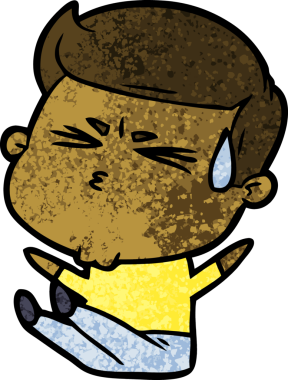 Bir insan tarafından çizilmiş terleyen çizgi film adamı.