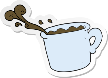 Bir insan tarafından çizilmiş bir kahve fincanının çıkartması.