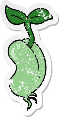 Bir insan tarafından çizilen filizlenen bir çizgi filmin sıkıntılı etiketi.