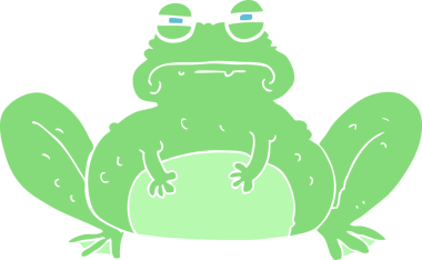 Bir insan tarafından çizilmiş kurbağanın düz renk çizimi