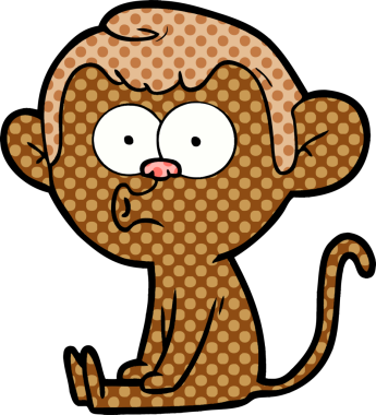 Bir insan tarafından çizilmiş korna çalan maymun.