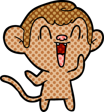 Bir insan tarafından çizilmiş gülen maymun çizgi filmi