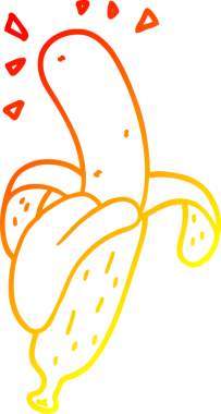 Bir insan tarafından çizilmiş bir muzun sıcak çizgi çizimi