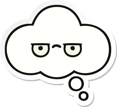 Bir insan tarafından çizilmiş şirin bir düşünce baloncuğunun çıkartması.