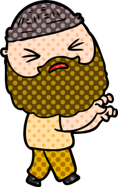 Bir insan tarafından çizilmiş sakallı bir çizgi film adamı.