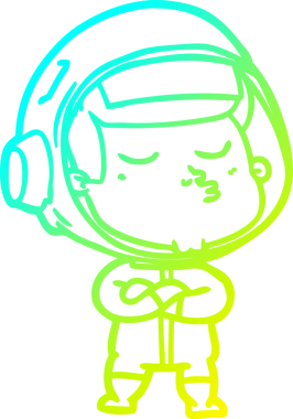 Bir insan tarafından çizilmiş kendinden emin bir astronotun soğuk çizgi çizimi.