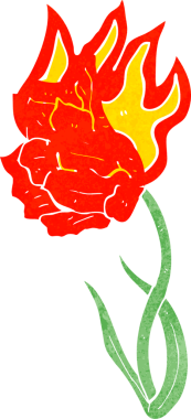 Bir insan tarafından çizilmiş alevli bir çiçek.