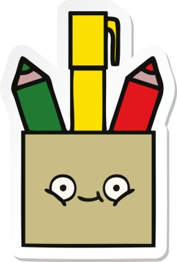 Bir insan tarafından çizilmiş şirin bir kalem kapının çıkartması.