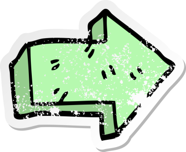 Bir insan tarafından çizilmiş ok şeklindeki karikatür çıkartması.