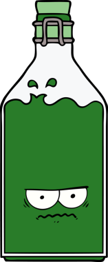 Bir insan tarafından çizilmiş eski bir şişe.