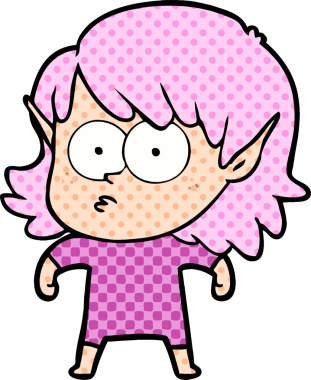 Bir insan tarafından çizilmiş çizgi film elf kızı.