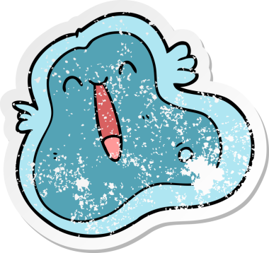 Bir insan tarafından çizilmiş karikatür mikrobu çıkartması.