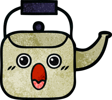 Bir insan tarafından çizilmiş eski grunge desenli bir çaydanlık.