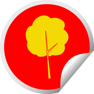 Bir insan tarafından çizilmiş dairesel soyulmuş tuhaf çizgi film ağacı.