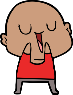 Bir insan tarafından çizilmiş mutlu, kel adam.