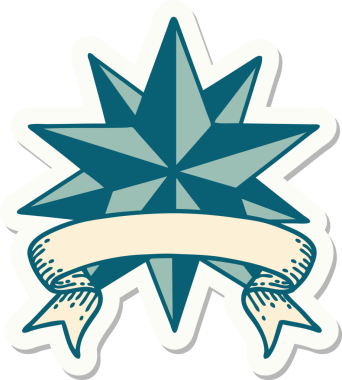 Bir insan tarafından çizilmiş bir yıldızın pankartına sahip dövme stili.