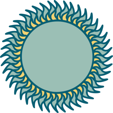 Bir insan tarafından çizilmiş bir güneşin ikonik dövme şekli