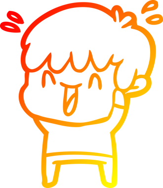 Bir insan tarafından çizilmiş gülen bir çizgi film karakteri çizimi