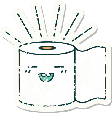 Bir insan tarafından çizilmiş eski bir dövme stili tuvalet kağıdı çıkartması.