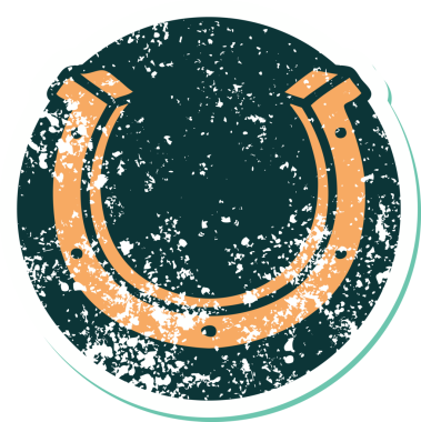 Bir insan tarafından çizilmiş at nalı simgesi dövmeli çıkartma.