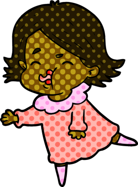 Bir insan tarafından çizilen karikatür kızı.